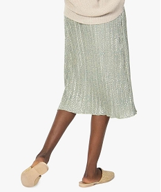 jupe femme plissee avec motifs pailletes vert9930401_3