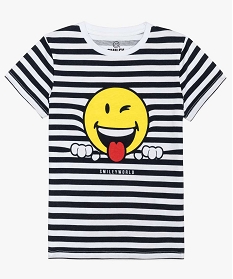 tee-shirt garcon a rayures avec motif - smileyworld imprime9932901_1