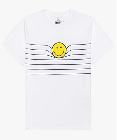 tee-shirt garcon avec rayures et motif colore - smileyworld blanc tee-shirts9933001_1