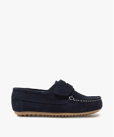 mocassins garcon a scratch dessus cuir retourne uni bleu chaussures basses9961001_1