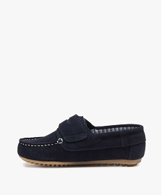 mocassins garcon a scratch dessus cuir retourne uni bleu chaussures basses9961001_3