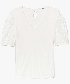 tee-shirt femme a manches courtes en dentelle blanc t-shirts manches courtes9972401_4