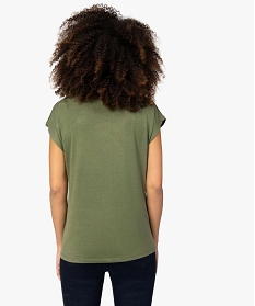tee-shirt femme manches courtes col v imprime floral vert t-shirts manches courtes9974001_3