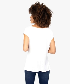 tee-shirt femme manches courtes col v imprime floral blanc t-shirts manches courtes9974101_3