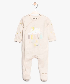pyjama bebe en jersey avec ouverture avant et motif ours pastel beige pyjamas ouverture devantA014001_1