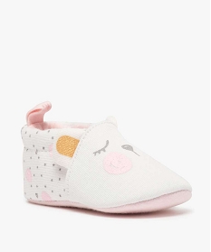 chaussons bebe fille imprimes ours blanc paillete blanc chaussures de naissanceA014501_2