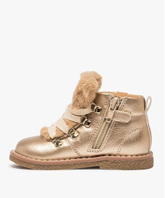 boots bebe fille dores et fourrure imitation – lulu castagnette jaune bottes et chaussures montantesA017401_3