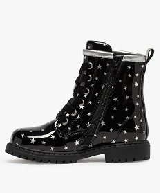 boots fille vernis avec motifs etoiles et lacets velours noirA021501_3