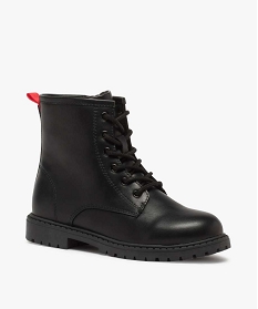 boots fille unies avec tirette contrastee noirA025201_2
