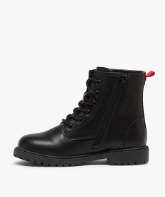 boots fille unies avec tirette contrastee noirA025201_3