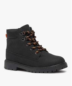boots garcon avec lacets montagne et col rembourre noirA025901_2