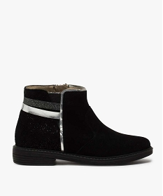 GEMO Boots fille dessus cuir velours avec détails pailletés Noir