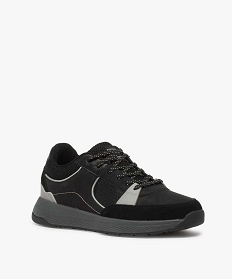 baskets homme style skateshoes multimatieres a lacets noirA031701_2