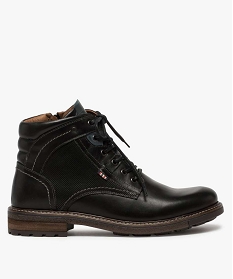boots homme zippes a lacets dessus cuir et col rembourre noir bottes et bootsA034801_1