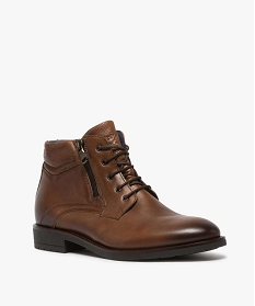 boots homme en cuir uni fermeture lacets et zip - taneo orange bottes et bootsA035001_2