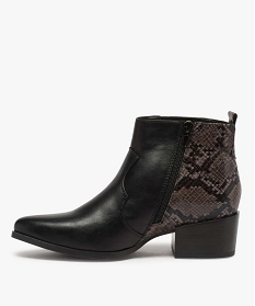 boots femme a talon et motif animalier noir bottines et bootsA043401_3