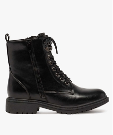 boots femme unis a semelle crantee et zip decoratif noirA045101_1