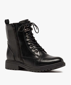 boots femme unis a semelle crantee et zip decoratif noirA045101_2
