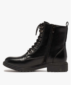 boots femme unis a semelle crantee et zip decoratif noirA045101_3