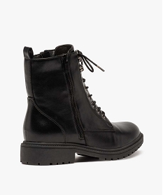 boots femme unis a semelle crantee et zip decoratif noirA045101_4