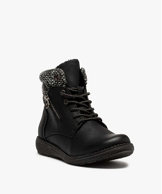 boots femme zippes a col rembourre et doublure douce noir chaussures confortA045601_2
