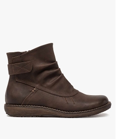 boots femme confort unis zippes avec couture debordante brun bottines et bootsA045701_1