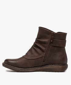 boots femme confort unis zippes avec couture debordante brun bottines et bootsA045701_3