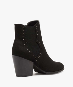 boots femme a talon zippes en suedine avec motifs cloutes noir bottines et bootsA047101_4