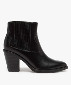 boots femme style santiag a col elastique et bout pointu noirA048901_1