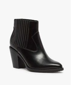 boots femme style santiag a col elastique et bout pointu noirA048901_2