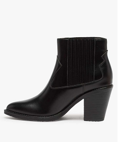 boots femme style santiag a col elastique et bout pointu noir bottines et bootsA048901_3