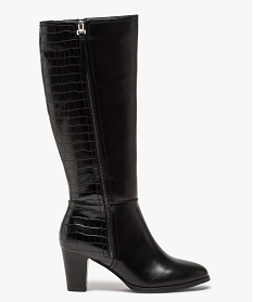bottes femme bi-matieres avec zip decoratif sur la tige noirA051201_1