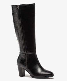 bottes femme bi-matieres avec zip decoratif sur la tige noirA051201_2