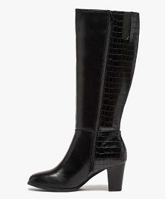 bottes femme bi-matieres avec zip decoratif sur la tige noirA051201_3