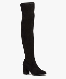 bottes femme cuissardes en suedine avec tige souple noirA051801_2