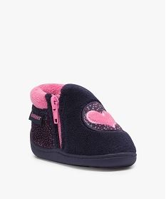 Chaussons Bebe Fille Bottillons Zippe Brode Cour Isotoner Bleu Bebe Gemo