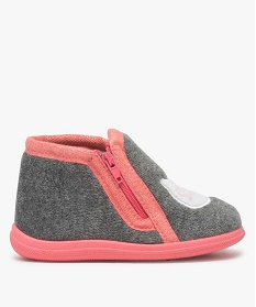 chaussons bebe fille montants et zippes en velours grisA053101_1