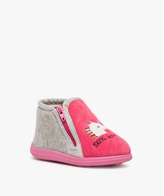 chaussons bebe fille zippes avec licorne brodee - mieux grisA053201_2