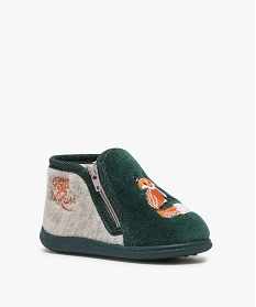 chaussons bebe montants en velours avec renard brode gris chaussonsA053401_2