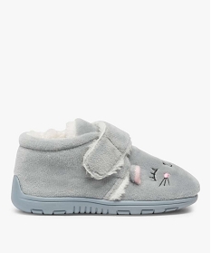 GEMO Chaussons fille montants à scratch et doublure duveteuse gris standard