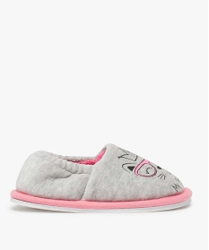 GEMO Chaussons fille en velours avec motif chat sur le dessus Gris
