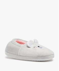 chaussons fille en velours a tete dours brodee grisA057401_2
