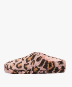 chaussons femme mules duveteuses a motif animalier rose chaussonsA060801_3