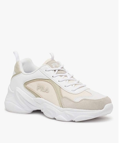 baskets femme a semelle epaisse look dad shoes - fila avec detail verni au talon blancA074101_2