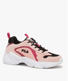 baskets femme a semelle epaisse look dad shoes - fila avec detail argente au talon roseA074201_2