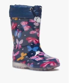 bottes de pluie fille avec motifs papillon et col ajustable bleu bottes de pluie et apres-skiA076401_2