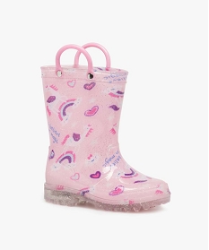 bottes de pluie fille a anses et semelle lumineuse motif licorne rose bottes de pluiesA076501_2