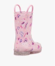 bottes de pluie fille a anses et semelle lumineuse motif licorne rose standard bottes de pluiesA076501_4