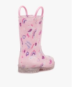 bottes de pluie fille a anses et semelle lumineuse motif licorne roseA076501_4