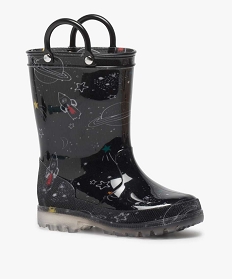 bottes de pluie garcon avec motifs de l’espace noir bottes de pluie et apres-skiA076701_2